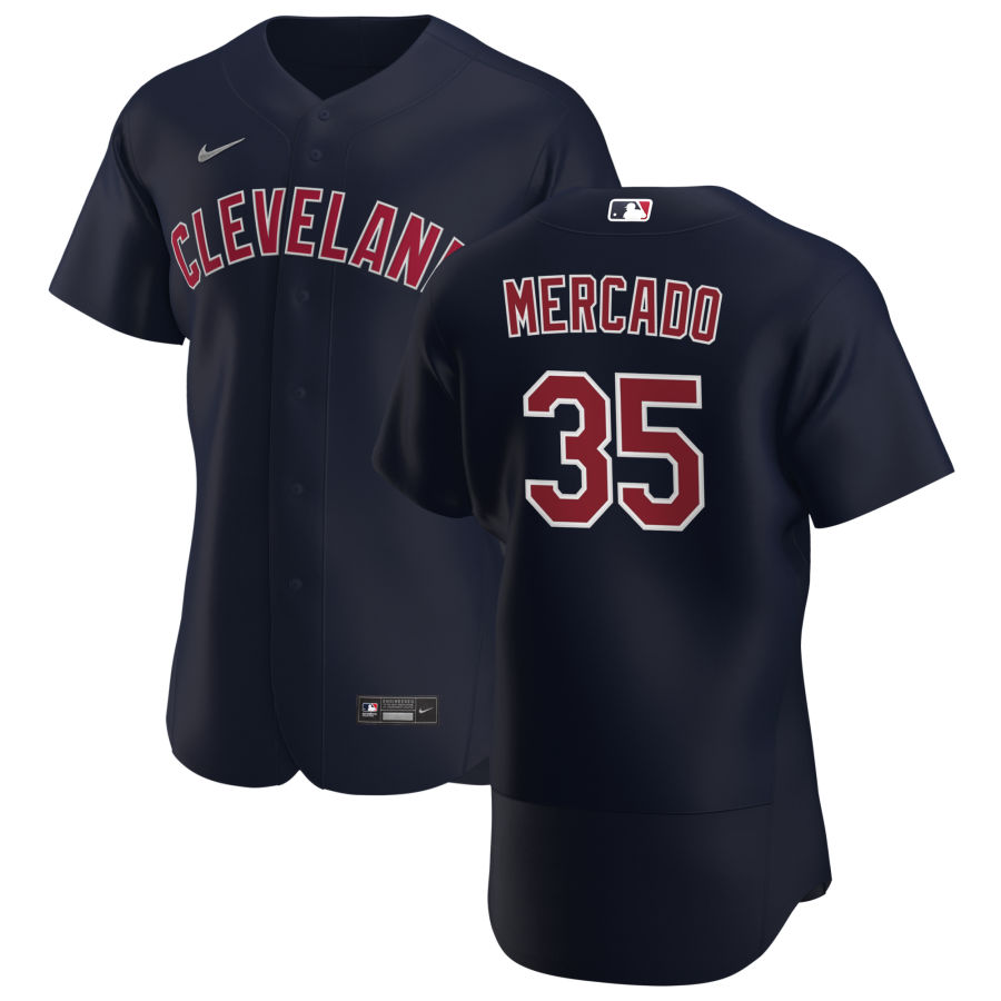 Cleveland Indians #35 Oscar Mercado Men Nike Navy Alternate 2020 Authentic Player MLB Jersey->texas rangers->MLB Jersey